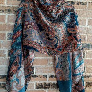 Calabrese 1924 Paisley Print Wool Scarf